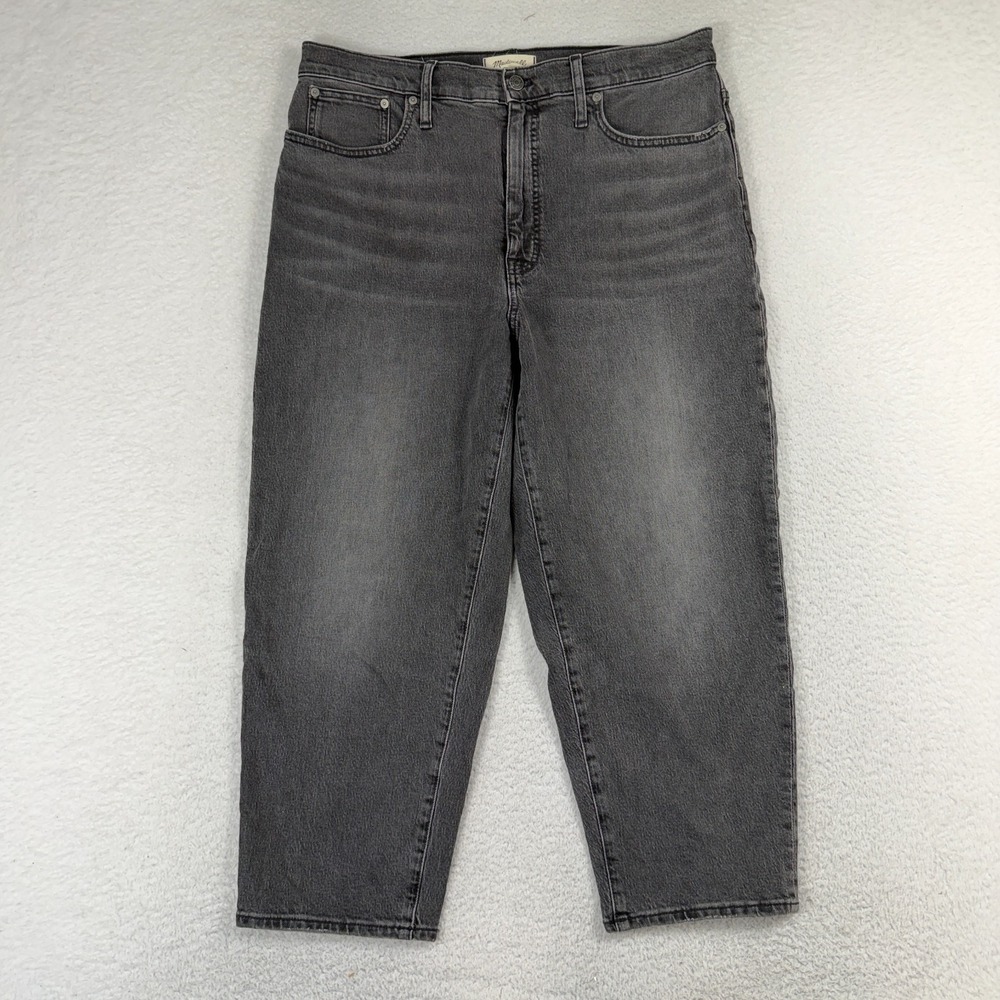 Madewell Balloon Jeans Womens 32 (36x24) Black High Rise Baggy Straight Denim